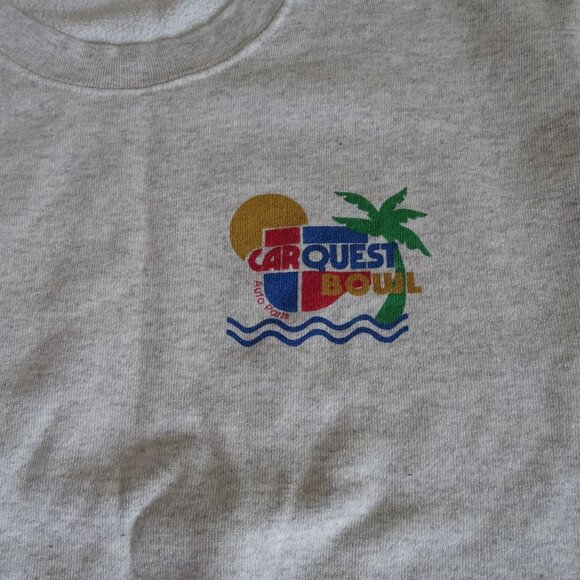 Vtg Delta Carquest Bowl Sweatshirt Women Men Size L Heather Gray Made in USA - Picture 2 of 12